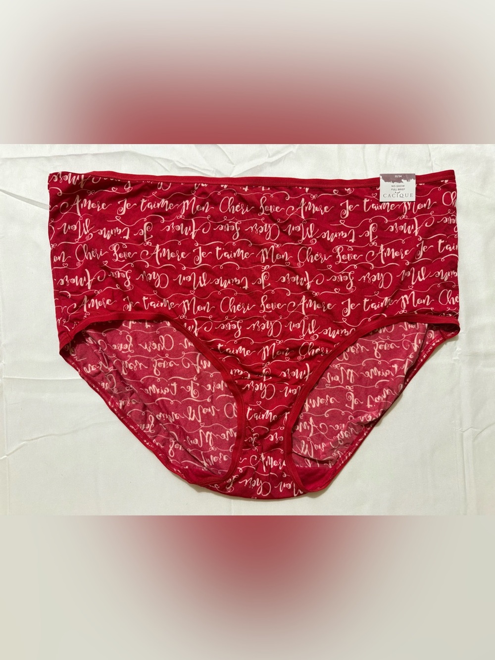 NWT Cacique size 22/24 Love Script No-Show Full Brief